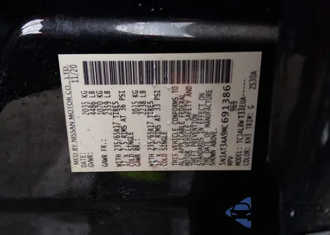 2021 Nissan Rogue S Fwd from USA, damaged, VIN 5N1AT3AA9MC691386